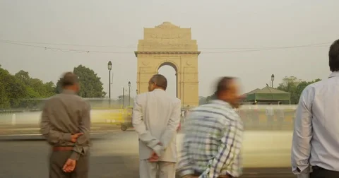 Time Lapse at India Gate in New Delhi, India Stock Footage 72996340