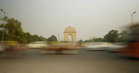 Time Lapse at India Gate in New Delhi, India Stock Footage 72997530
