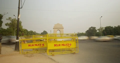 Time Lapse at India Gate in New Delhi, India Stock Footage 72998372