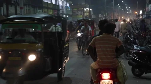 Time lapse of Indian traffic at night Stock Footage 65780946
