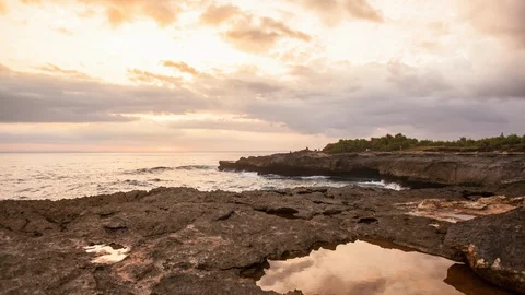 Time Lapse Indonesian Sunset on Cliffs Overlooking Ocean Stock Footage 95450977
