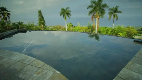 Time-Lapse of Infinity Pool with Tropical Ocean View Stock Footage 331664331
