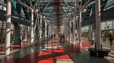 Time Lapse inside of the arch structures of Kievsky (Bogdan Khmelnitsky Stock Footage 53041354