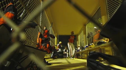 Time-lapse of inside a dugout during a baseball game Stock Footage 130279045