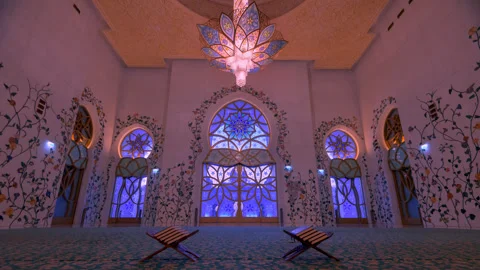 Time lapse inside hall of Sheikh Zayed Grand mosque in prayer hall. Stock Footage 247823509