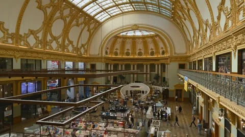 Time lapse inside the luxury shopping mall called Stadsfeestzaal in Antwerp, Bel Stock Footage 318882489