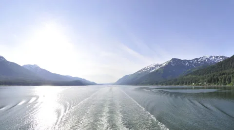 Time lapse of the Inside Passage from behind a boat in Alaska Stock Footage 52215375