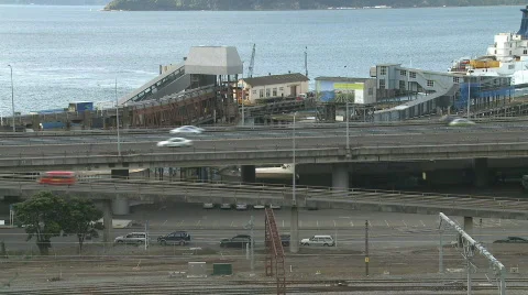 Time lapse of a inter island ferry arrival Stock Footage 751753