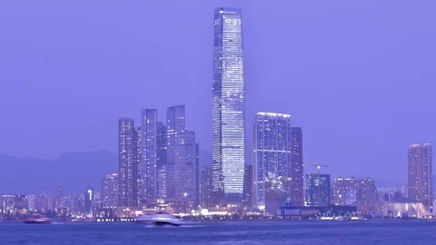 Time Lapse of the International Commerce Centre, Hong Kong, China. Stock Footage 116651647