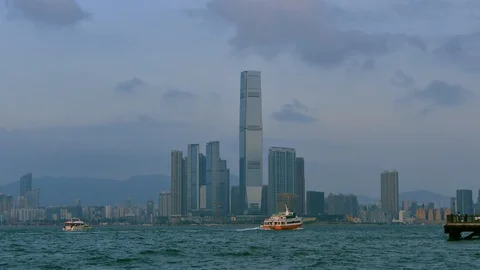 Time Lapse of the International Commerce Centre, Hong Kong, China. Stock Footage 117403548