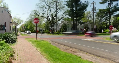 Time Lapse of Intersection Traffic at Washington Crossing Historical Park, PA Stock Footage 133006706