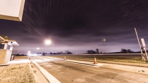 Time Lapse -  Interstate Truck Stop Night Storm Stock Footage 39505469