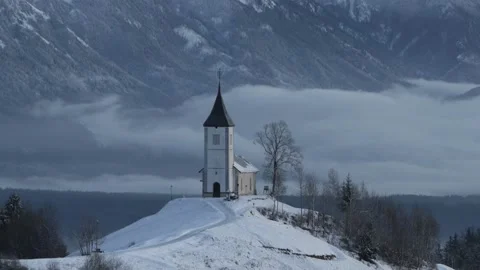 Time lapse of inversion clouds moving in basin, Slovenia Stock Footage 145593707