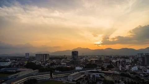 Time Lapse Of Ipoh Town During Beautiful Sunset. Stock Footage