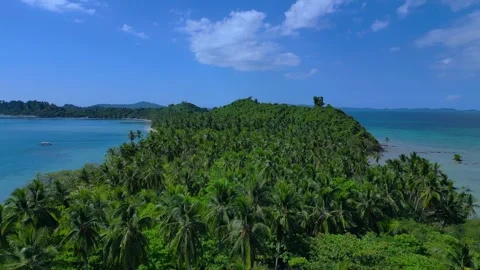 Time lapse Island tropical sand beach turquoise water. Magic aerial view Stock Footage 344589574