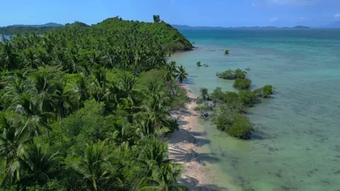 Time lapse Island tropical white sand beach turquoise water Lovely aerial view Stock Footage 344589455