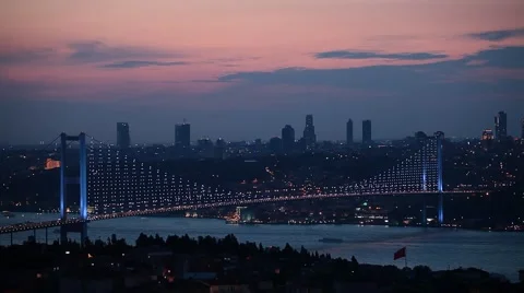 Time lapse of Istanbul Bosphorus Bridge in sunset Stock Footage 40175835
