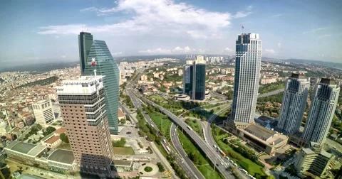Time lapse Istanbul levent district skyscrapers traffic view Turkey Stock Footage 55238542