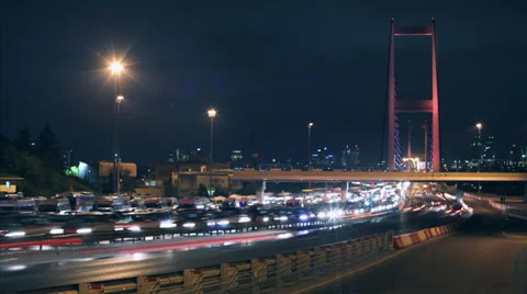 Time lapse istanbul night traffic Stock-Footage 34335017
