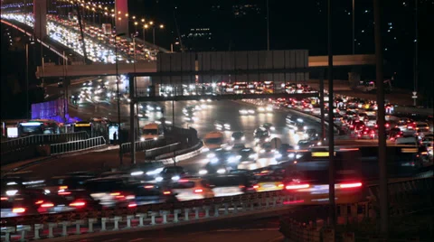 Time lapse Istanbul night traffic on Bosporus Bridge Stock-Footage 34340883