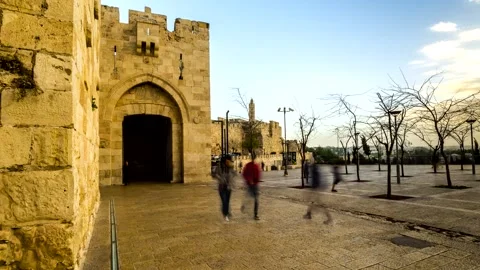 Time Lapse at Jaffa Gate, Jerusalem Stock Footage 154028101