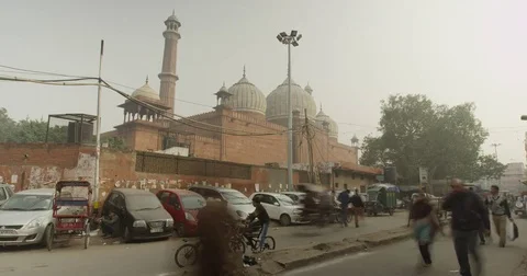 Time Lapse of Jama Masjid in Old Delhi, India Stock Footage 73002056