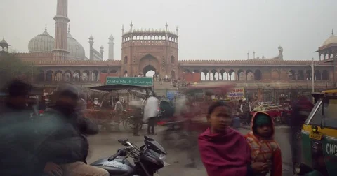 Time Lapse of Jama Masjid in Old Delhi, India Stock Footage 73002222