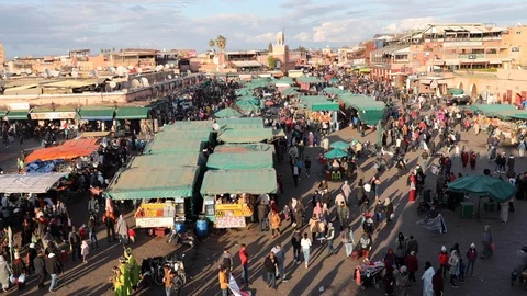 Time lapse of Jemaa Fna square in Marrakech, Morocco Stock Footage 123901448