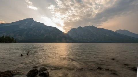 Time Lapse of Jenny Lake at Sunset in Grand Teton National Park Stock Footage 282540034
