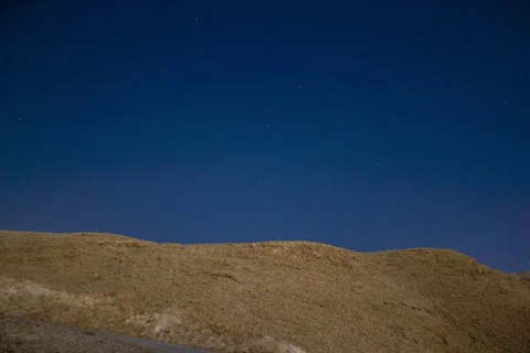 Time Lapse in Jericho, Palestine of Night Stars over Mount of Temptation 库存影片 251590776