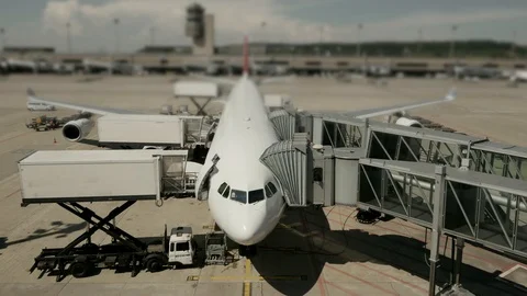 Time lapse of jet planes being refilled, refueled and prepared for flight Stock-Footage 86806404