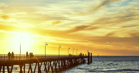 Time Lapse of jetty at sunset, Adelaide, South Australia, Australia, 2020/11/27 Stock Footage 297252302