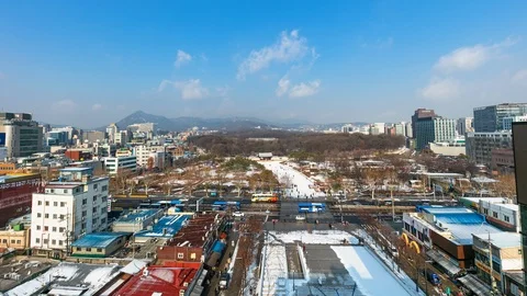Time Lapse of Jongno 3-Ga Jongmyo in Seoul, South Korea. Stock Footage 99776088