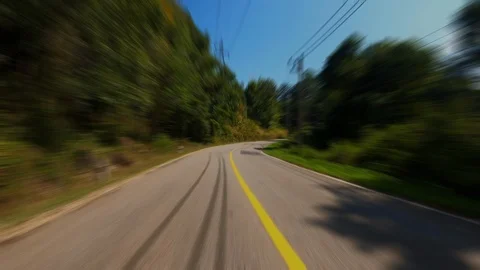 Time-lapse journey on the countryside road fast movement speed Stock Footage