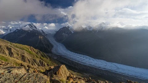 Time lapse of Karakoram mountain view from Rush lake trek in north Pakistan Stock Footage 111810375