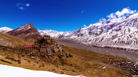 Time Lapse of Key Gompa Monastery (4166 m) at sunrise. Video stock 171553741