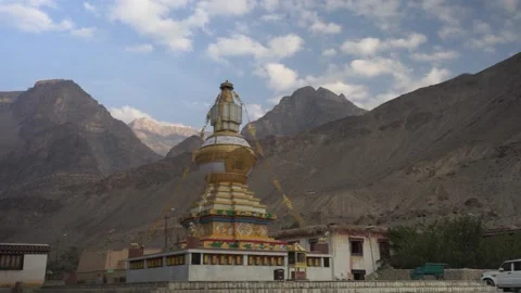 Time Lapse of Key Gompa Monastery (4166 m) at sunrise. Spiti valley, Himachal Stock Footage 201716399