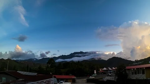 Time Lapse Of Kinabalu Mountain With Beautiful Fog Over Mountain. 4K Stock Footage 117992983