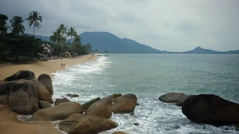 Time Lapse of Ko Samui Island Lamai Beach Iconic Nature Thai Tourist Attraction Vídeo Stock 98344714
