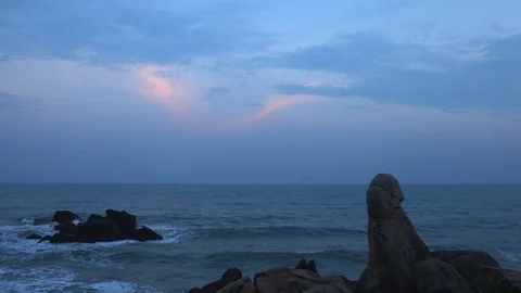 Time Lapse of Ko Samui Island Water Seaside Amazing Thai Nature Waterfront Dusk Stock-Footage 98345001