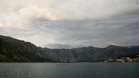 TIME LAPSE - Kotor bay with dramatic clouds Stock Footage 115830312