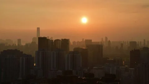 Time-lapse of Kowloon from Shum Wan Shan under sunset Stock Footage 233025180