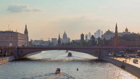 Time lapse, Kremlin and Churches from Moscow river Stock Footage 219671721