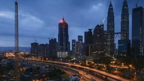 Time lapse of Kuala Lumpur city during sunrise from dawn to day. Stock Footage 86041237