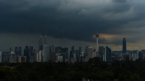 Time Lapse Of Kuala Lumpur Skyline With Dramatic Cloud.4K Stock Footage 120469799