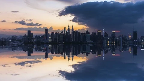 Time Lapse Of Kuala Lumpur Skyline Overlooking Cityscape.HD Stock Footage 126402019