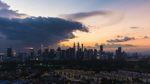 Time Lapse Of Kuala Lumpur Skyline Overlooking Cityscape.HD Stock Footage 126402097