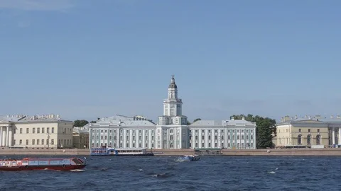 Time-lapse of The Kunstkamera and the Neva river - St. Petersburg, Russia Stock Footage 80679932