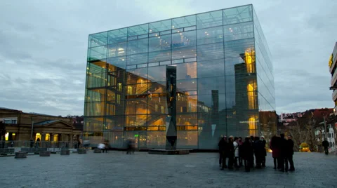 Time lapse Kunstmuseum Stuttgart 01 Stock Footage 36685853