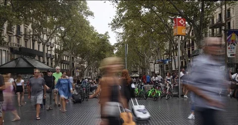 Time Lapse of La Rambla during the summer Stock Footage 97583760